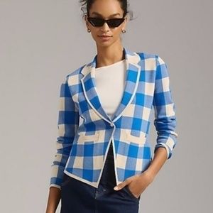 Anthropologie Plaid Jacket Sweater Blazer Blue - NWT​​​​​​​​